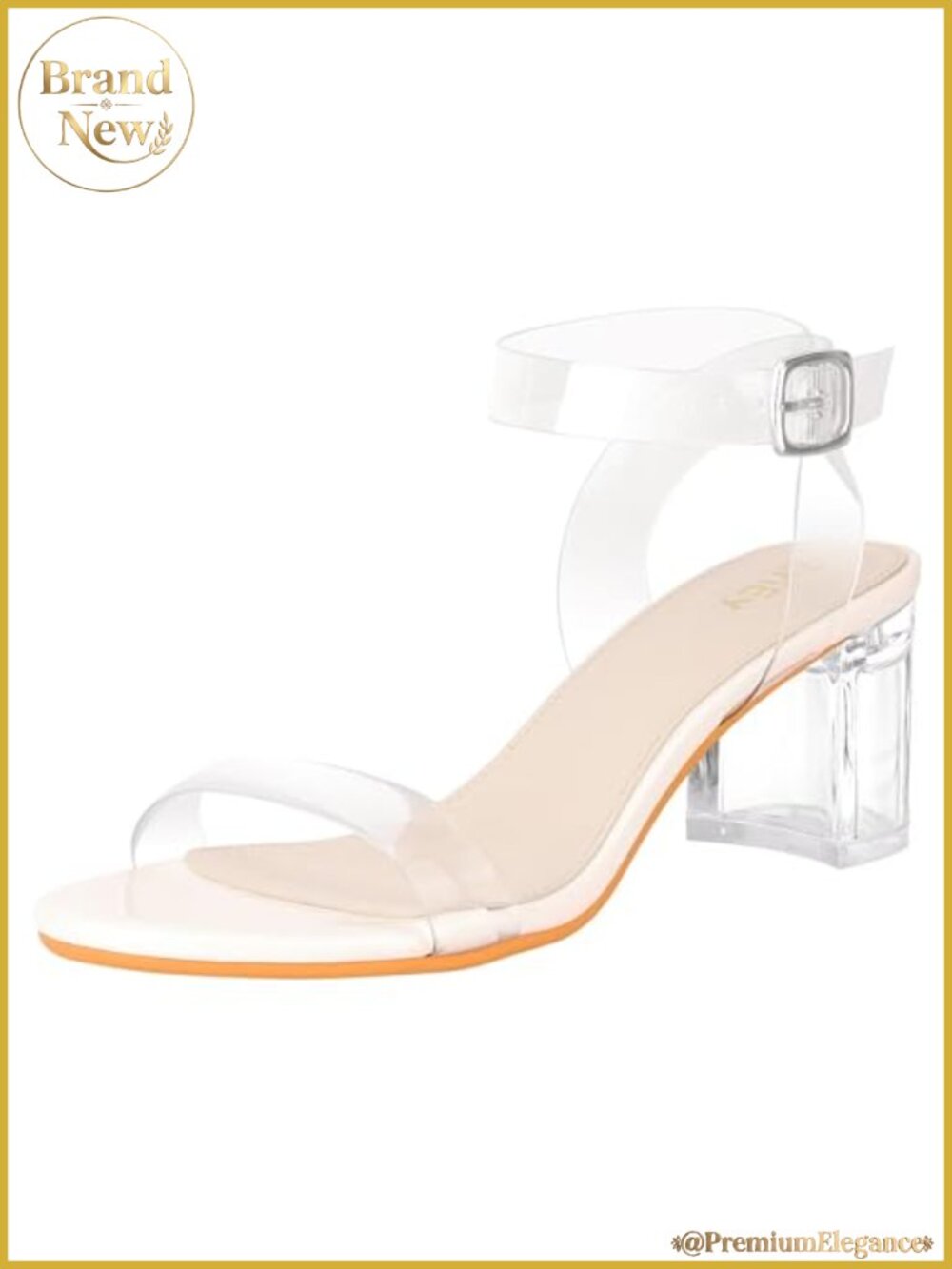 Clear Chunky Heel Strappy Sandals Women's Block Heeled Open Toe